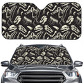 Monochrome Dinosaur Fossil Pattern Print Car Windshield Sun Shade
