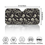 Monochrome Dinosaur Fossil Pattern Print Car Windshield Sun Shade