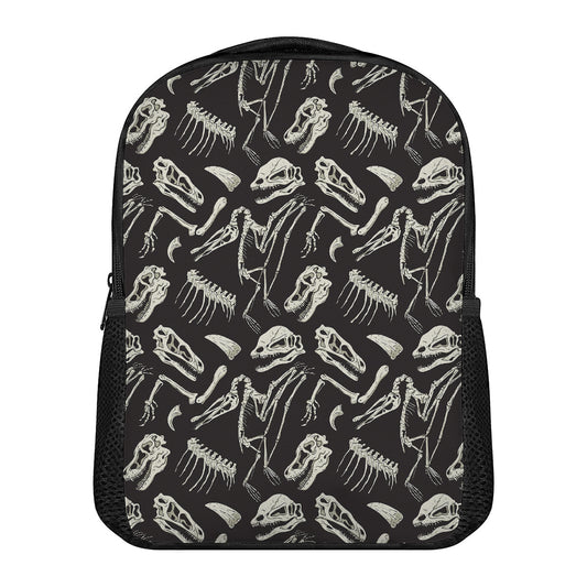 Monochrome Dinosaur Fossil Pattern Print Casual Backpack