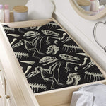 Monochrome Dinosaur Fossil Pattern Print Changing Pad Cover