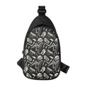 Monochrome Dinosaur Fossil Pattern Print Sling Bag