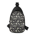 Monochrome Dinosaur Fossil Pattern Print Chest Bag
