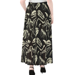 Monochrome Dinosaur Fossil Pattern Print Chiffon Maxi Skirt
