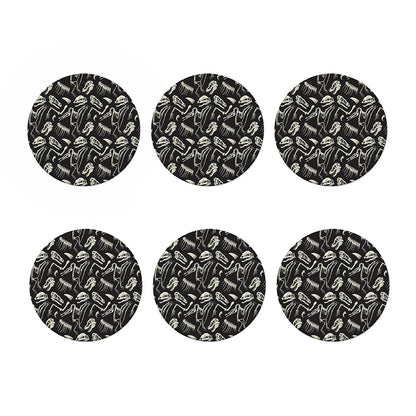Monochrome Dinosaur Fossil Pattern Print Coaster Set
