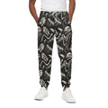 Monochrome Dinosaur Fossil Pattern Print Cotton Sweatpants