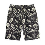 Monochrome Dinosaur Fossil Pattern Print Cotton Shorts