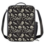 Monochrome Dinosaur Fossil Pattern Print Crossbody Lunch Bag