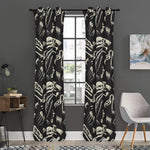 Monochrome Dinosaur Fossil Pattern Print Curtain