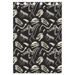 Monochrome Dinosaur Fossil Pattern Print Curtain