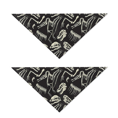 Monochrome Dinosaur Fossil Pattern Print Dog Bandana