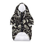 Monochrome Dinosaur Fossil Pattern Print Dog Zip Up Hoodie
