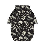 Monochrome Dinosaur Fossil Pattern Print Dog Zip Up Hoodie