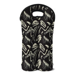 Monochrome Dinosaur Fossil Pattern Print Double Neoprene Wine Tote