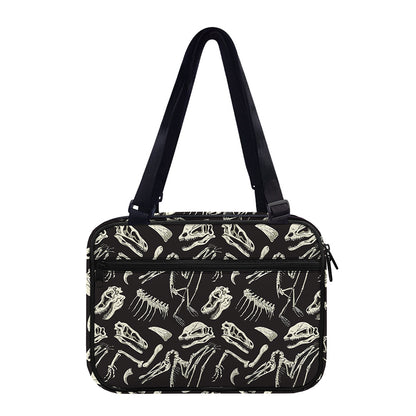 Monochrome Dinosaur Fossil Pattern Print Double Strap Bible Bag
