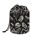 Monochrome Dinosaur Fossil Pattern Print Drawstring Makeup Bag