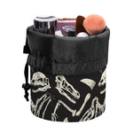 Monochrome Dinosaur Fossil Pattern Print Drawstring Makeup Bag