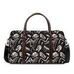 Monochrome Dinosaur Fossil Pattern Print Duffle Bag