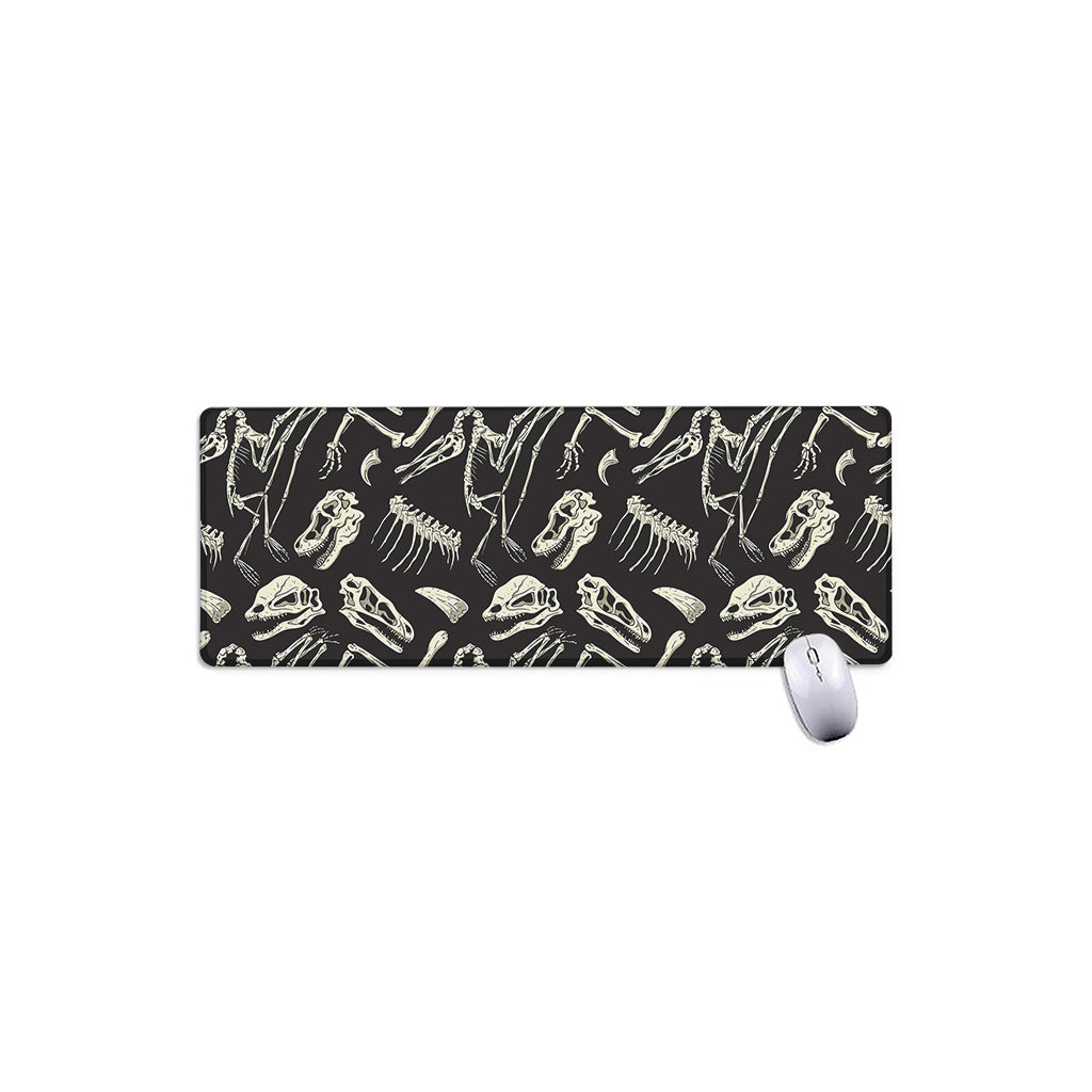 Monochrome Dinosaur Fossil Pattern Print Extended Mouse Pad
