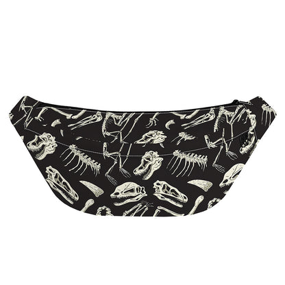 Monochrome Dinosaur Fossil Pattern Print Fanny Pack