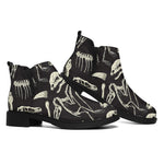 Monochrome Dinosaur Fossil Pattern Print Flat Ankle Boots