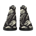 Monochrome Dinosaur Fossil Pattern Print Flat Ankle Boots