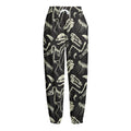 Monochrome Dinosaur Fossil Pattern Print Fleece Lined Knit Pants