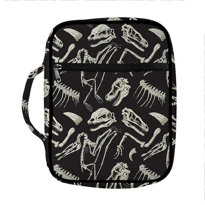 Monochrome Dinosaur Fossil Pattern Print Front Pocket Bible Bag