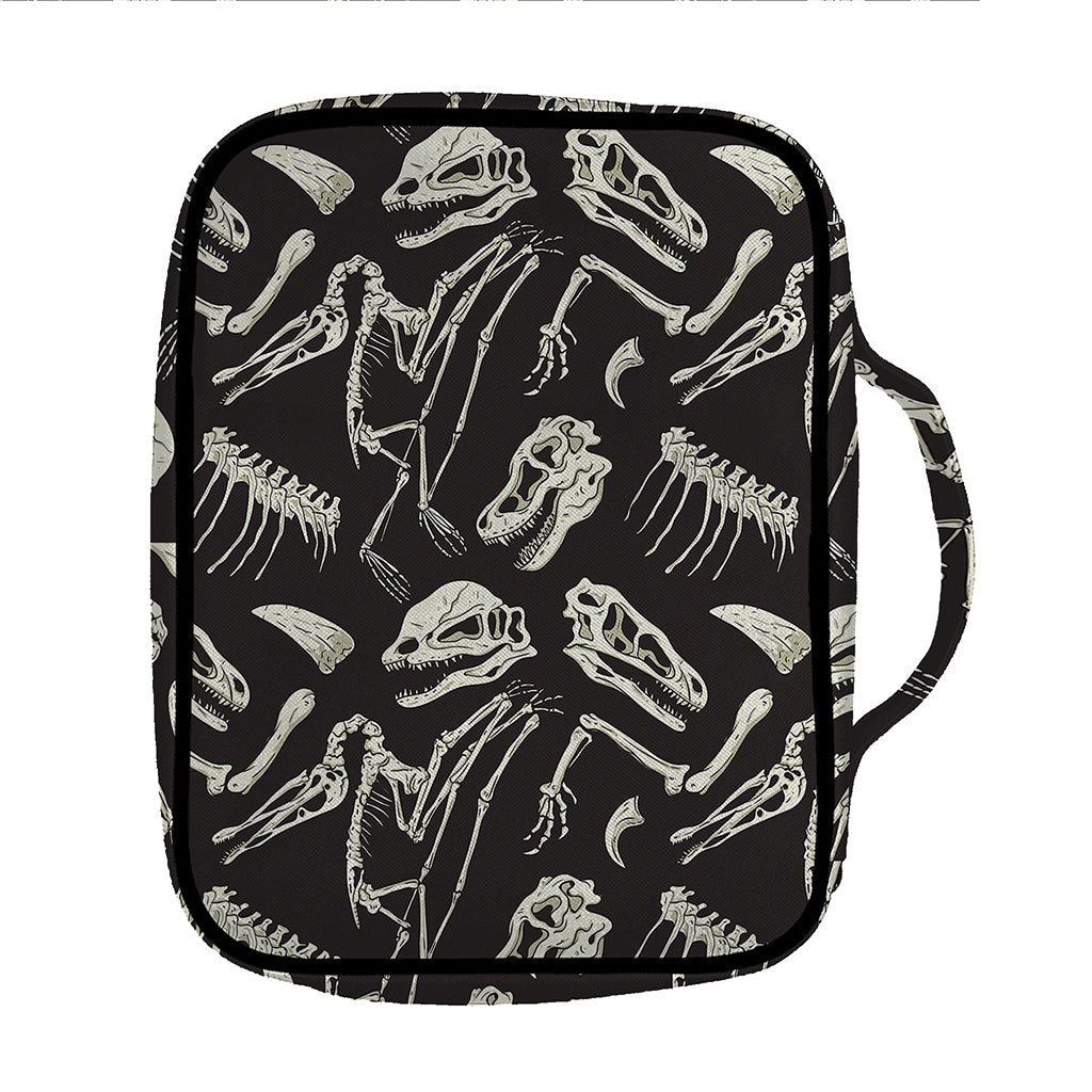 Monochrome Dinosaur Fossil Pattern Print Front Pocket Bible Bag