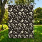 Monochrome Dinosaur Fossil Pattern Print Garden Flag