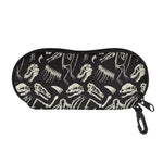 Monochrome Dinosaur Fossil Pattern Print Glasses Case