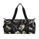 Monochrome Dinosaur Fossil Pattern Print Gym Bag