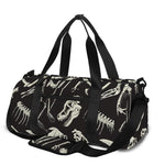 Monochrome Dinosaur Fossil Pattern Print Gym Bag