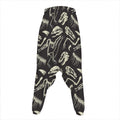 Monochrome Dinosaur Fossil Pattern Print Hammer Pants