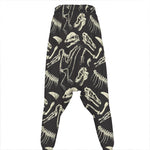 Monochrome Dinosaur Fossil Pattern Print Hammer Pants