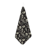 Monochrome Dinosaur Fossil Pattern Print Hand Towel