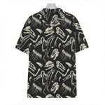 Monochrome Dinosaur Fossil Pattern Print Hawaiian Shirt