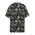 Monochrome Dinosaur Fossil Pattern Print Hawaiian Shirt