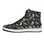 Monochrome Dinosaur Fossil Pattern Print High Top Leather Sneakers