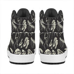 Monochrome Dinosaur Fossil Pattern Print High Top Leather Sneakers