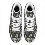 Monochrome Dinosaur Fossil Pattern Print High Top Leather Sneakers
