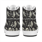 Monochrome Dinosaur Fossil Pattern Print High Top Leather Sneakers