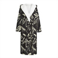 Monochrome Dinosaur Fossil Pattern Print Hooded Bathrobe