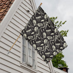 Monochrome Dinosaur Fossil Pattern Print House Flag