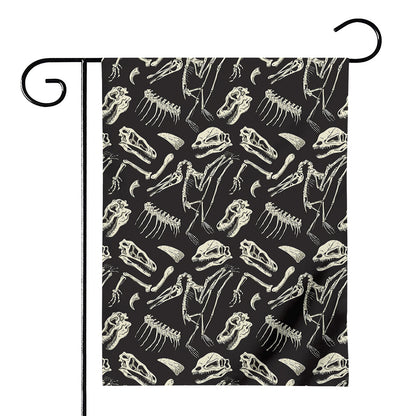 Monochrome Dinosaur Fossil Pattern Print House Flag