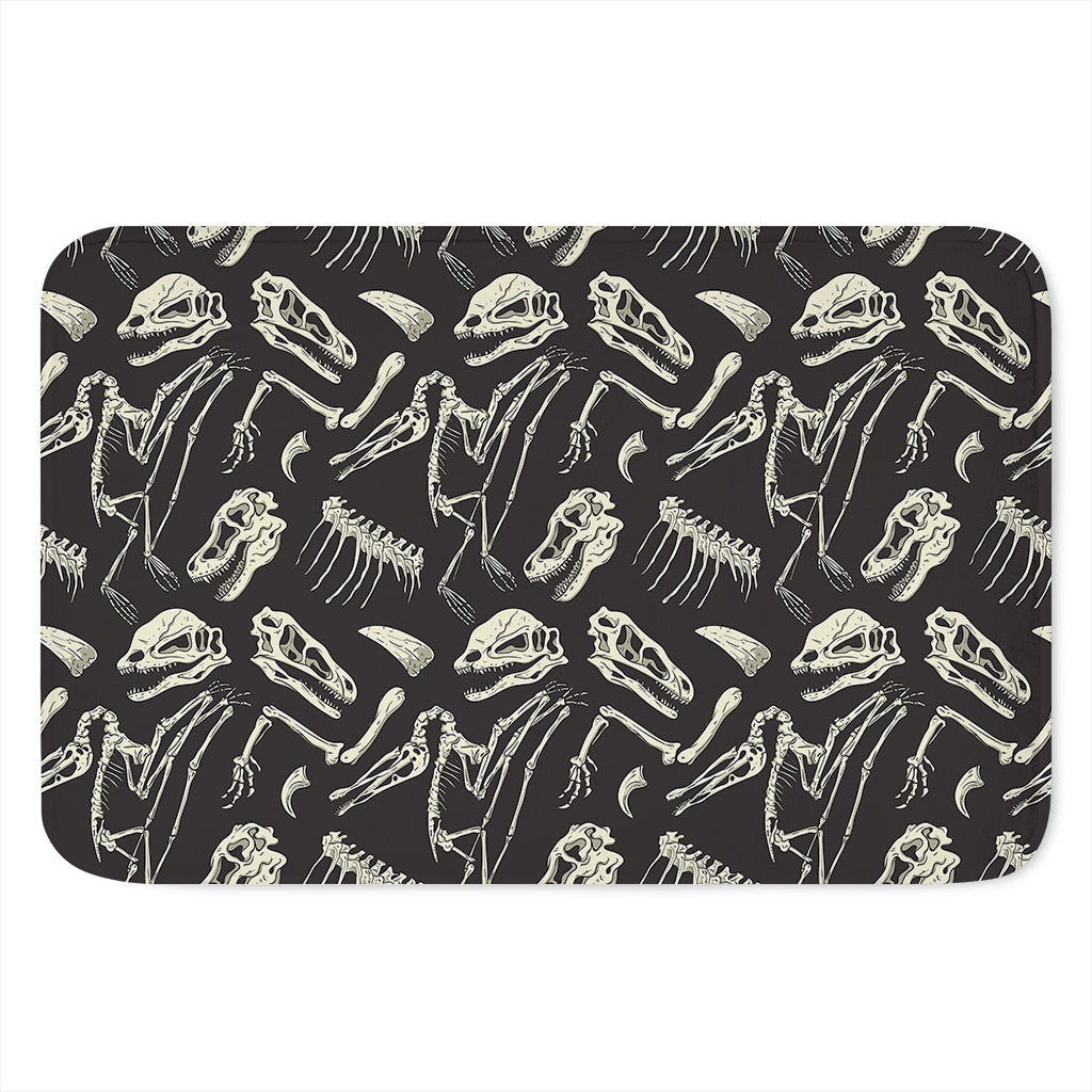 Monochrome Dinosaur Fossil Pattern Print Indoor Door Mat