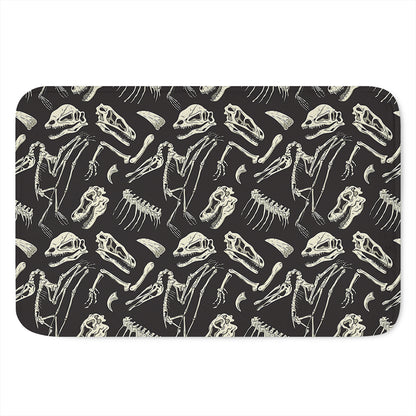 Monochrome Dinosaur Fossil Pattern Print Indoor Door Mat