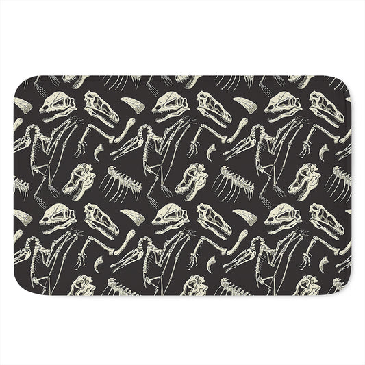 Monochrome Dinosaur Fossil Pattern Print Indoor Door Mat