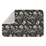 Monochrome Dinosaur Fossil Pattern Print Indoor Door Mat