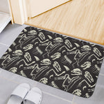 Monochrome Dinosaur Fossil Pattern Print Indoor Door Mat