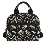 Monochrome Dinosaur Fossil Pattern Print Insulated Lunch Bag